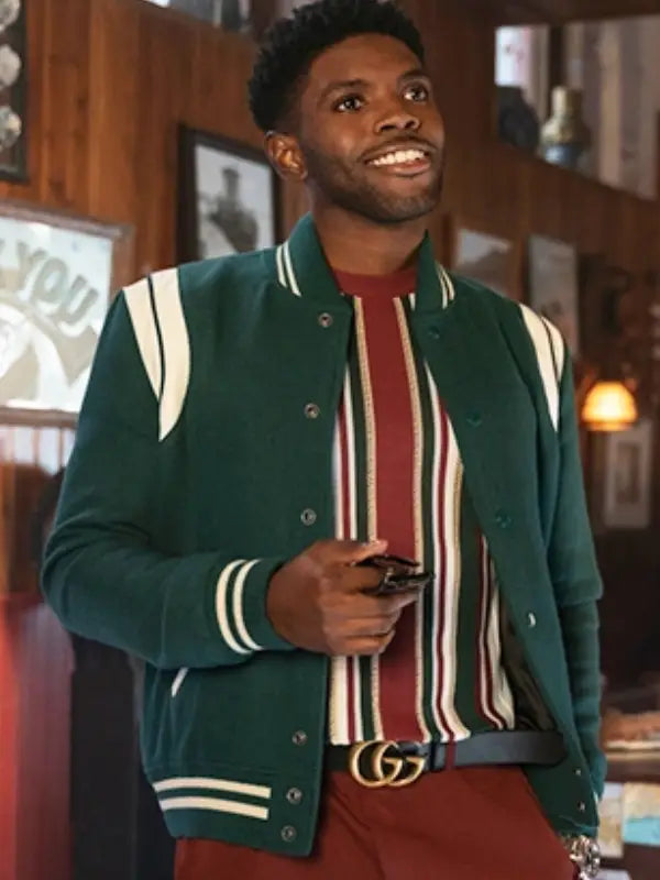 Tian Richards Tom Swift green bomber jacket in USA