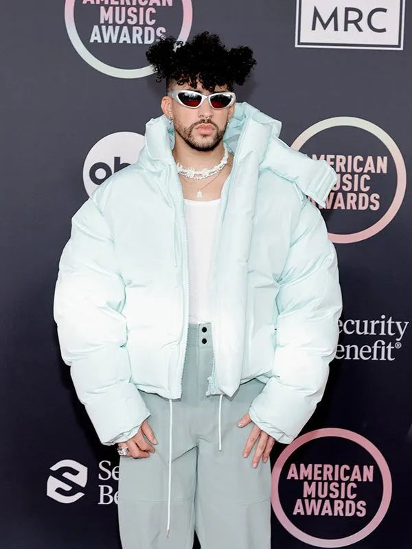 Stylish puffer jacket worn by Bad Bunny at American Music Awards in United state market