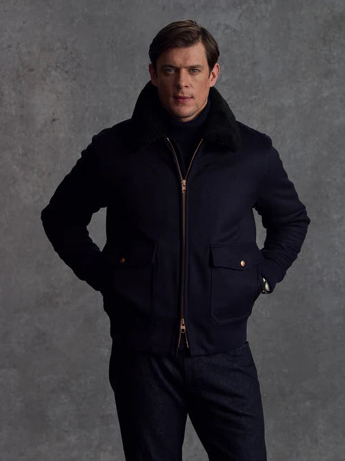 Vintage-inspired aviator flight jacket in USA