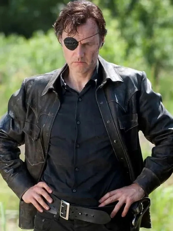 David Morrissey Black Leather Jacket from The Walking Dead
