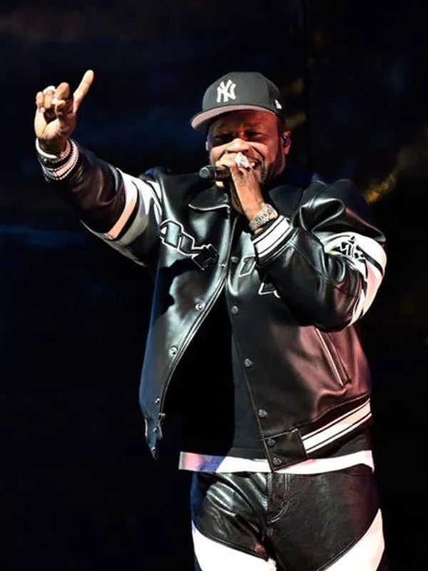 Trendy leather jacket featured in 50 Cent's Final Lap Tour in USA