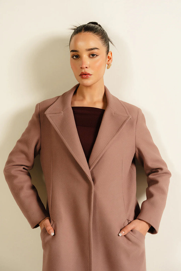 Soft wool blend dusty pink overcoat in USA