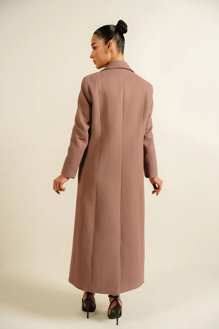 Stylish dusty pink trench-style long coat in USA