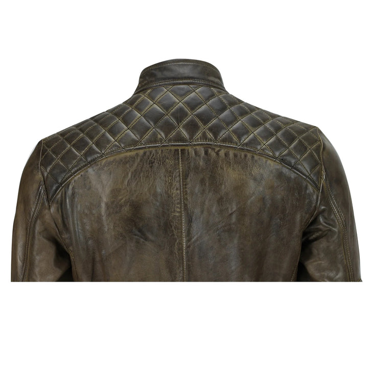 Classic brown leather jacket with a vintage-style finish