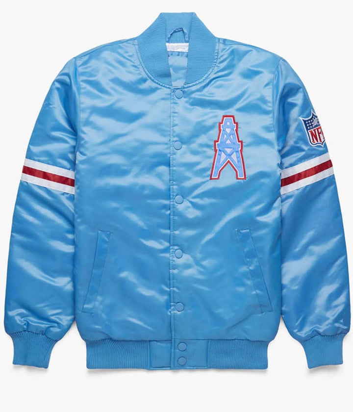 Houston Oilers Light Blue Satin Jacket

