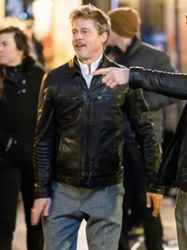 Wolves 2024 Brad Pitt Leather Jacket
