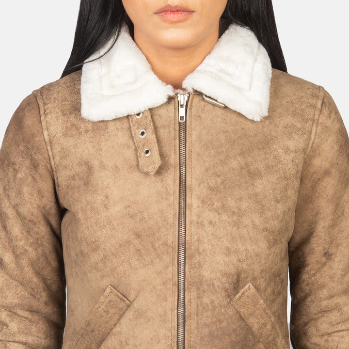 Fashionable women's leather aviator coat in United state market