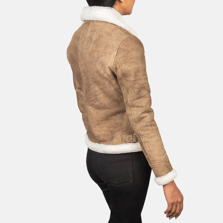 Trendy women's aviator outerwear in brown in American style