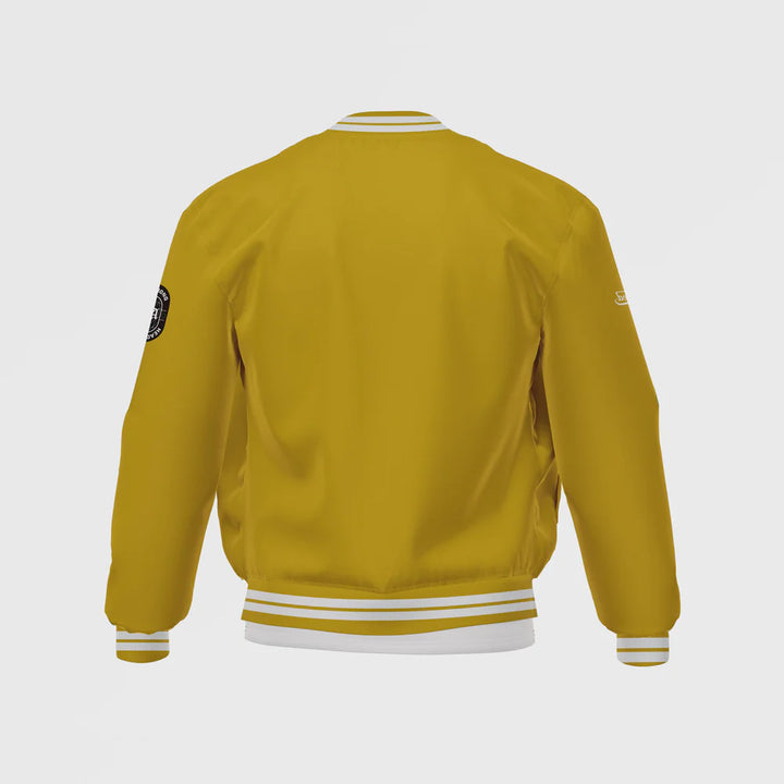 Yellow Satin Bomber Jacket for Men by TJS in United state market