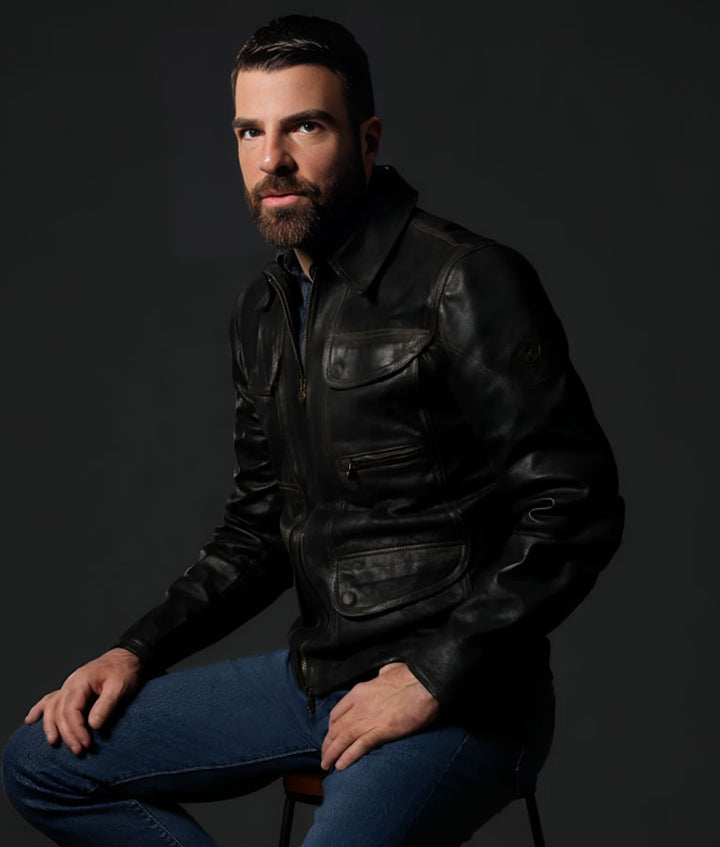 Zachary Quinto Brilliant Minds Leather Jacket in USA
