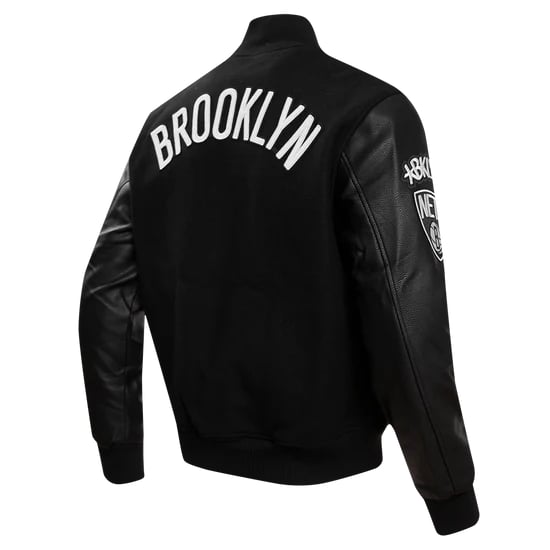 Women’s Brooklyn Nets varsity jacket, classic wool design in USA