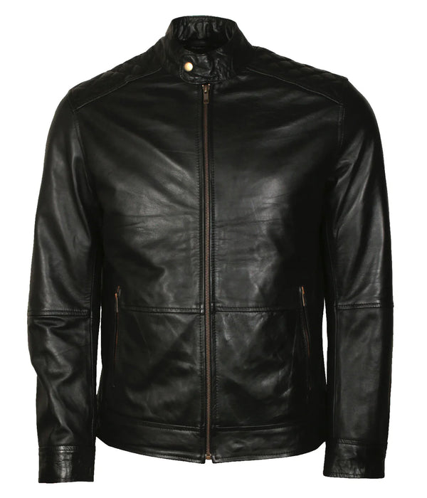 American Flag Skull Biker Leather Jacket in Real Leather