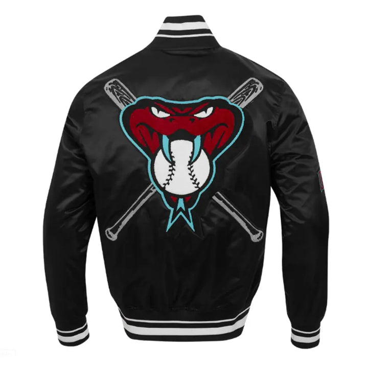 Back View MLB ARIZONA DIAMONDBACKS MASHUP MEN'S RIB SATIN JACKET