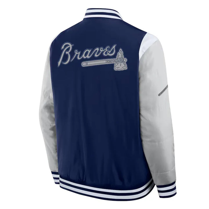 unisex navy polyester atlanta braves jacket

