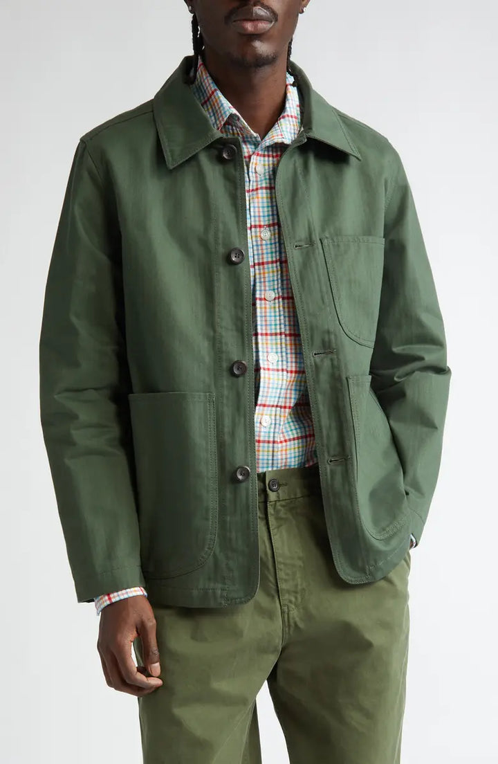 Timeless button-up jacket in soft herringbone fabric in USA