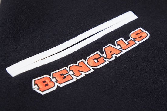 Classic-style men's varsity jacket representing the Cincinnati Bengals
