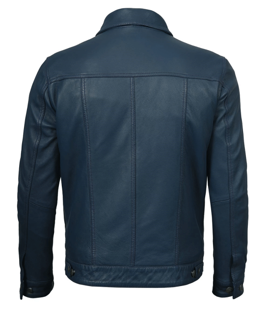 Classic men's denim-style leather jacket in American style