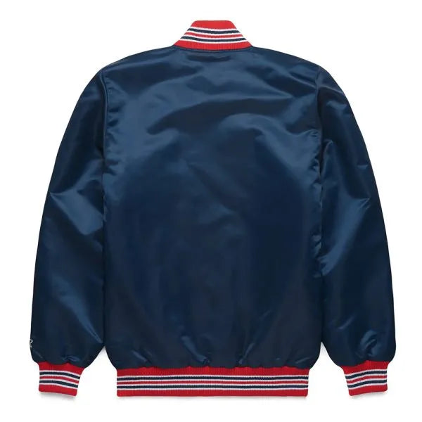 Navy Blue Red Sox Satin Jacket in American Style
