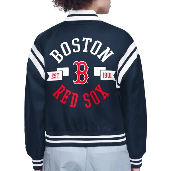 Red Sox Printed Logo Satin Jacket in American Style