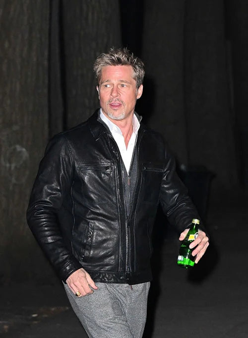 Stylish leather jacket worn by Brad Pitt in USA