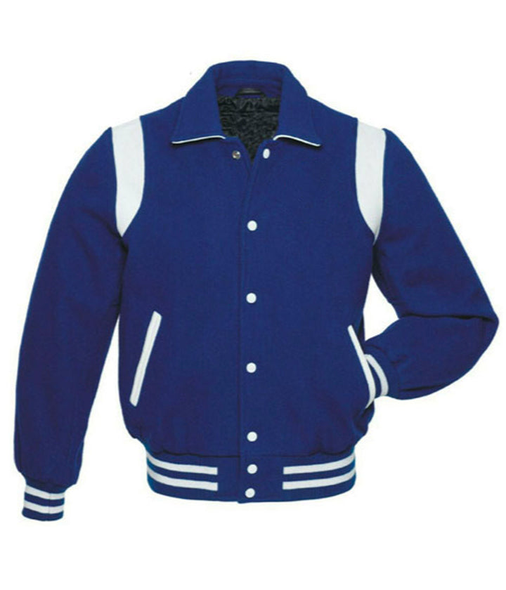 Byron Collar varsity letterman jacket close-up in American style