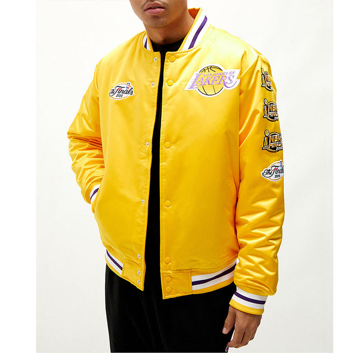 Champ City LA Lakers Yellow Satin Jacket Front View 