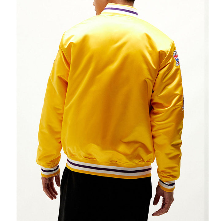 Champ City LA Lakers Yellow Satin Jacket Back View