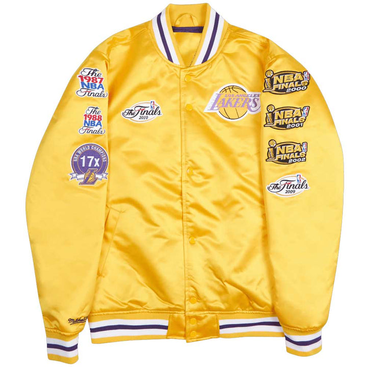 Champ City LA Lakers Yellow Satin Jacket Front View 