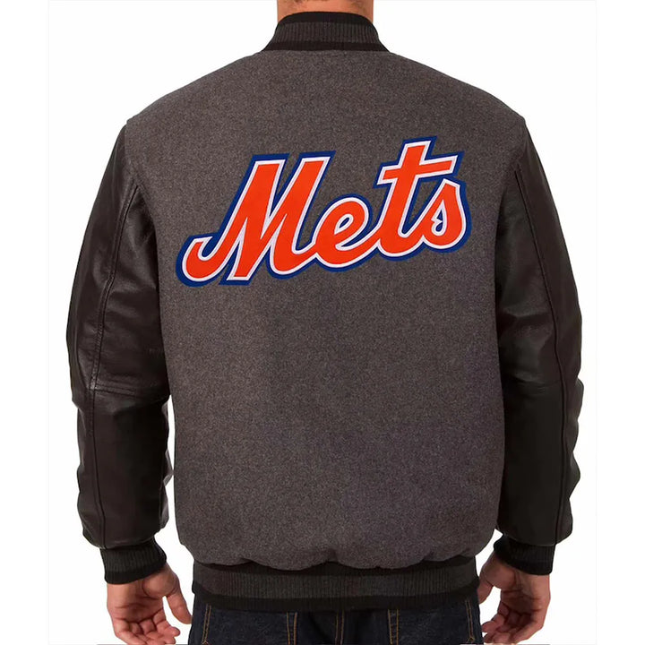 New York Mets varsity jacket charcoal black

