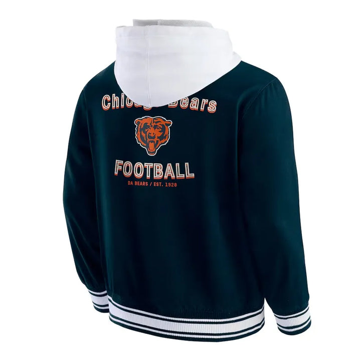 Navy hooded Chicago Bears jacket for men and women

