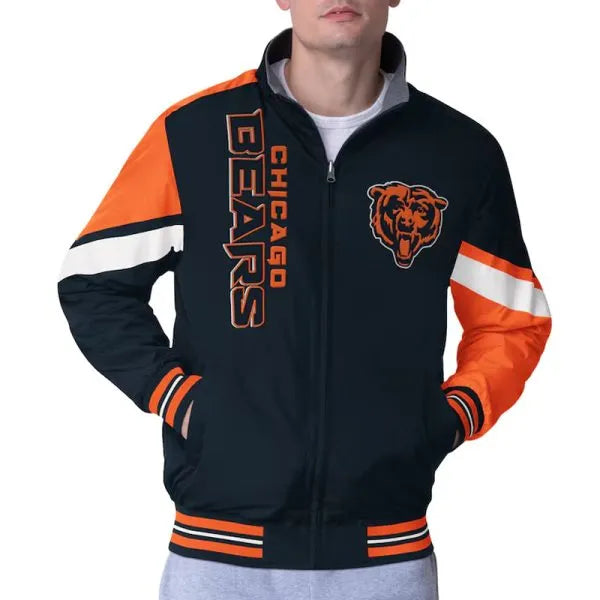 Chicago Bears Strong Arm navy full-zip satin jacket

