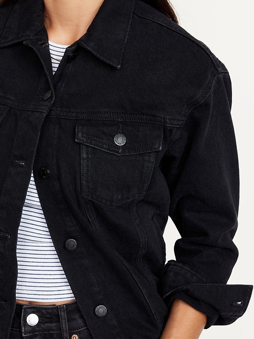 Classic black denim outerwear for casual looks in USA