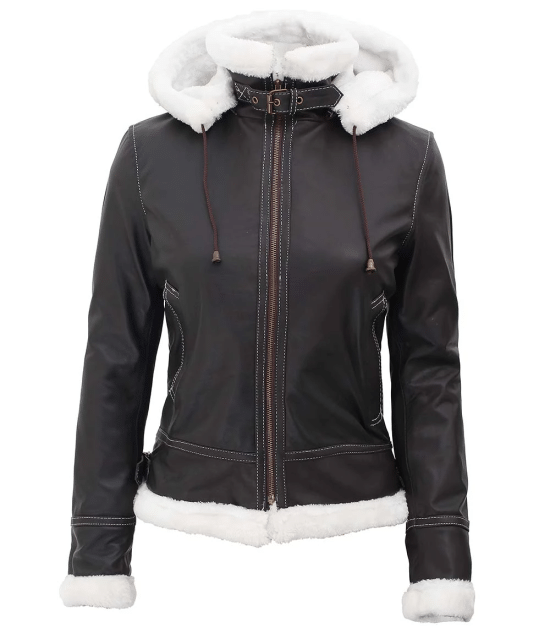 Women's bomber faux fur lined leather jacket in USA