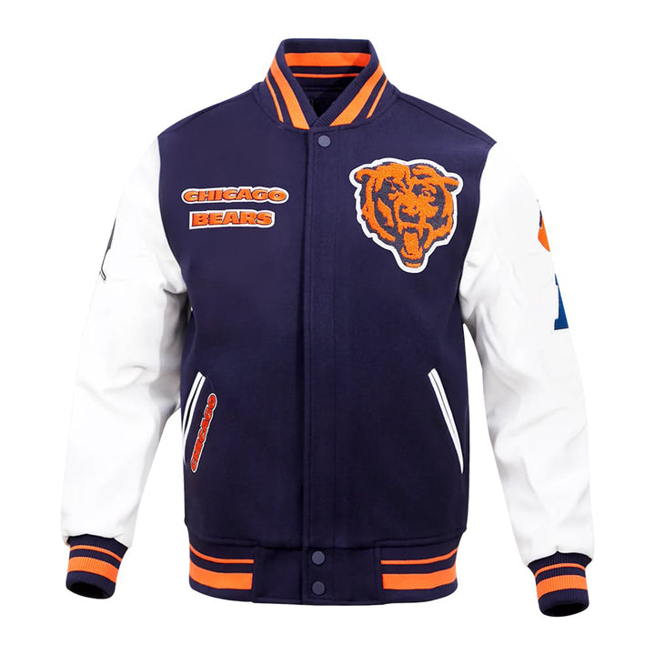 Chicago Bears retro classic men's rib wool varsity jacket
