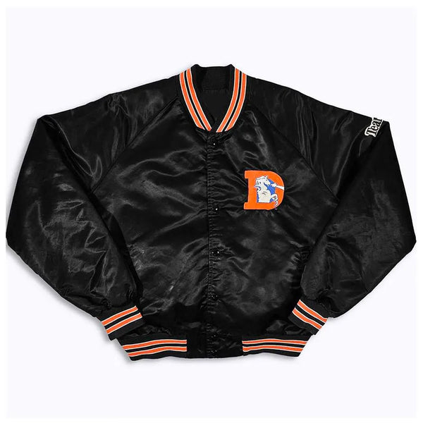 Front View NFL 80’s Denver Broncos Black Bomber Jacket