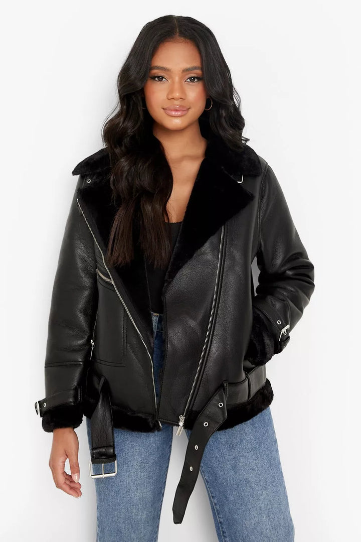 TJS petite aviator jacket with faux fur lining in United state market