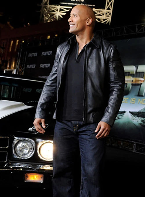 Sleek and Stylish: Dwayne Johnson Leather Jacket in France style