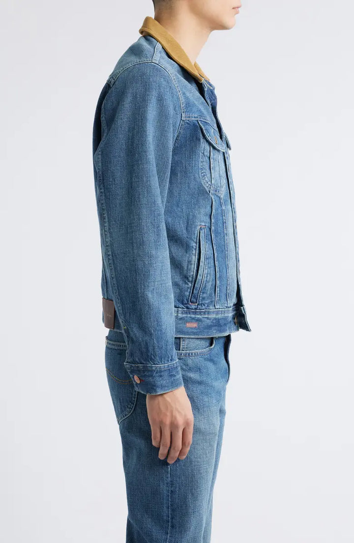 2025 denim jacket with classic stitching and chest pockets in USA