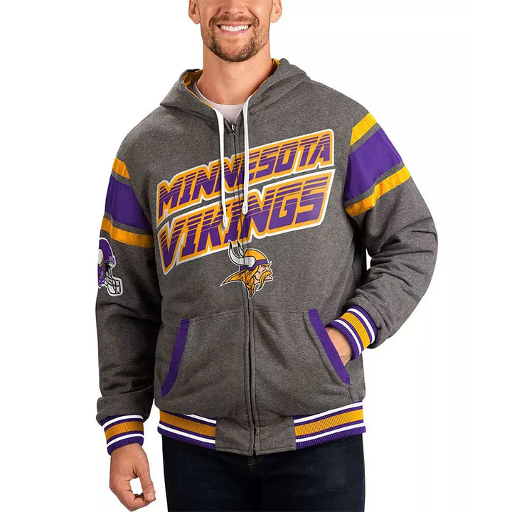 gray minnesota vikings fleece hoodie

