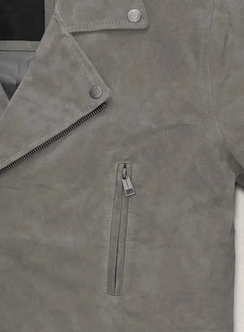 Stylish Gray Leather Jacket in Suede Finish in USA market