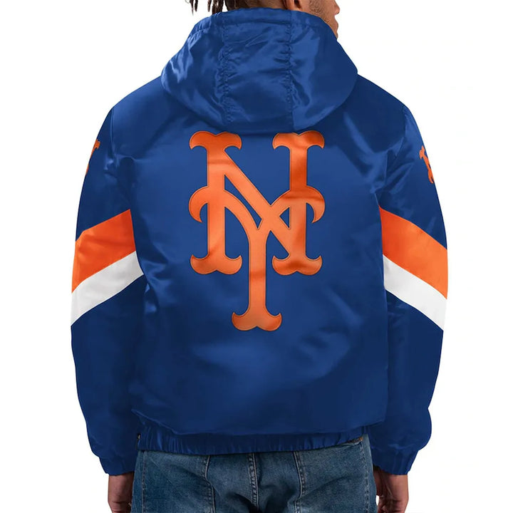 Royal blue Mets satin hoodie jacket unisex

