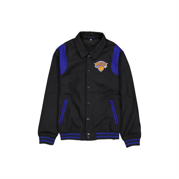Shop NBA New York Knicks Snap Front Black Jacket