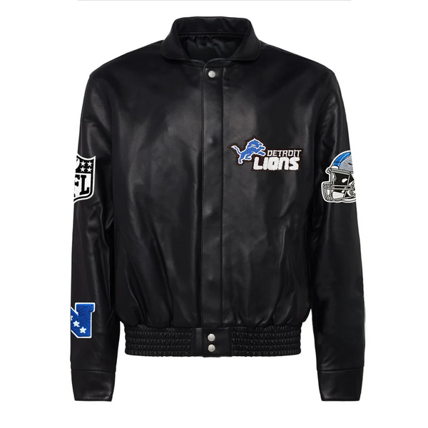 DETROIT LIONS FULL LEATHER JACKET BLACK