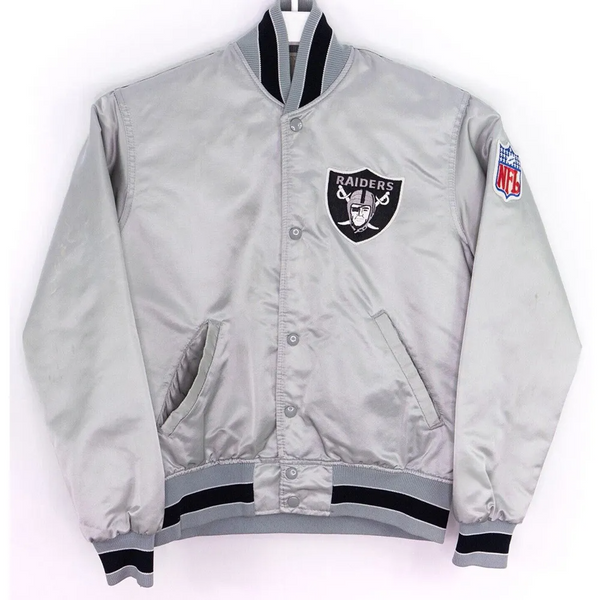 Las Vegas Raiders 80’s Silver Satin Jacket