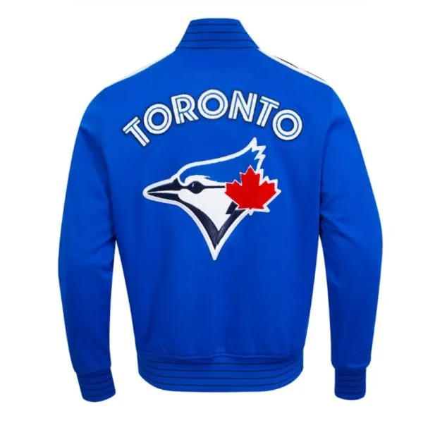 Blue jacket with Toronto Blue Jays logo on a white background in American Style