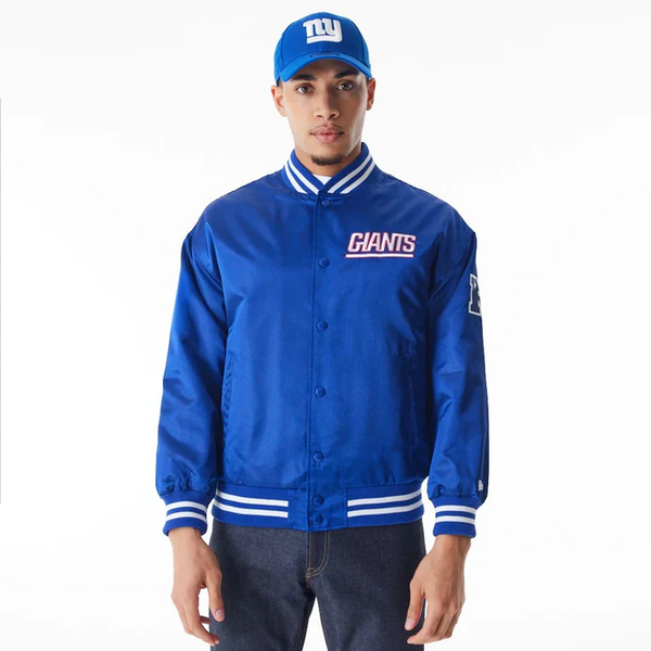 New York Giants NFL Blue Satin Bomber Jacket