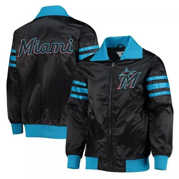 Miami Marlins The Captain II black satin jacket in USA