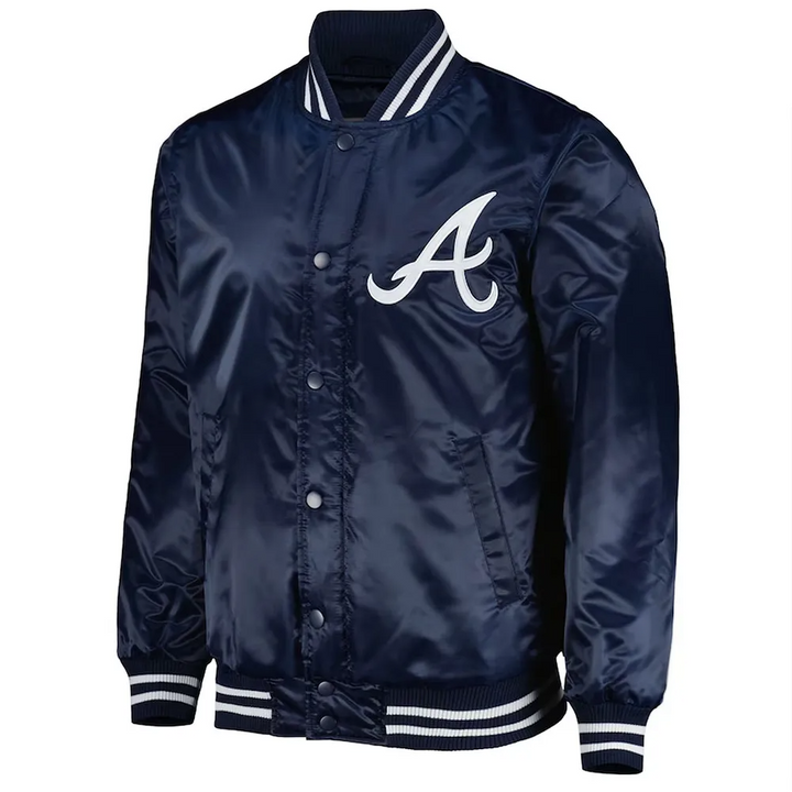 Navy Blue Atlanta Braves Patch Full-Snap Jacket