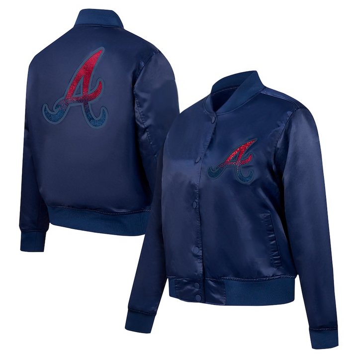 Atlanta Braves Rhinestone Satin Full-Snap Jacket