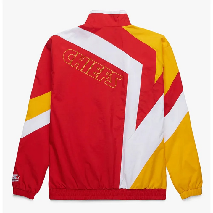 yellow chiefs nylon windbreaker front view

